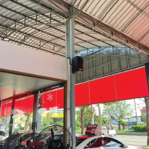 งานติดตั้งระบบเสียงตามสาย เต้นท์รถ คาร์มิน ออโต้